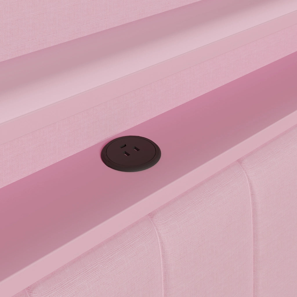 Letto a Divanetto 140x200 cm; USB; LED; Scrivania e 2 Cassetti in MDF; Rosa