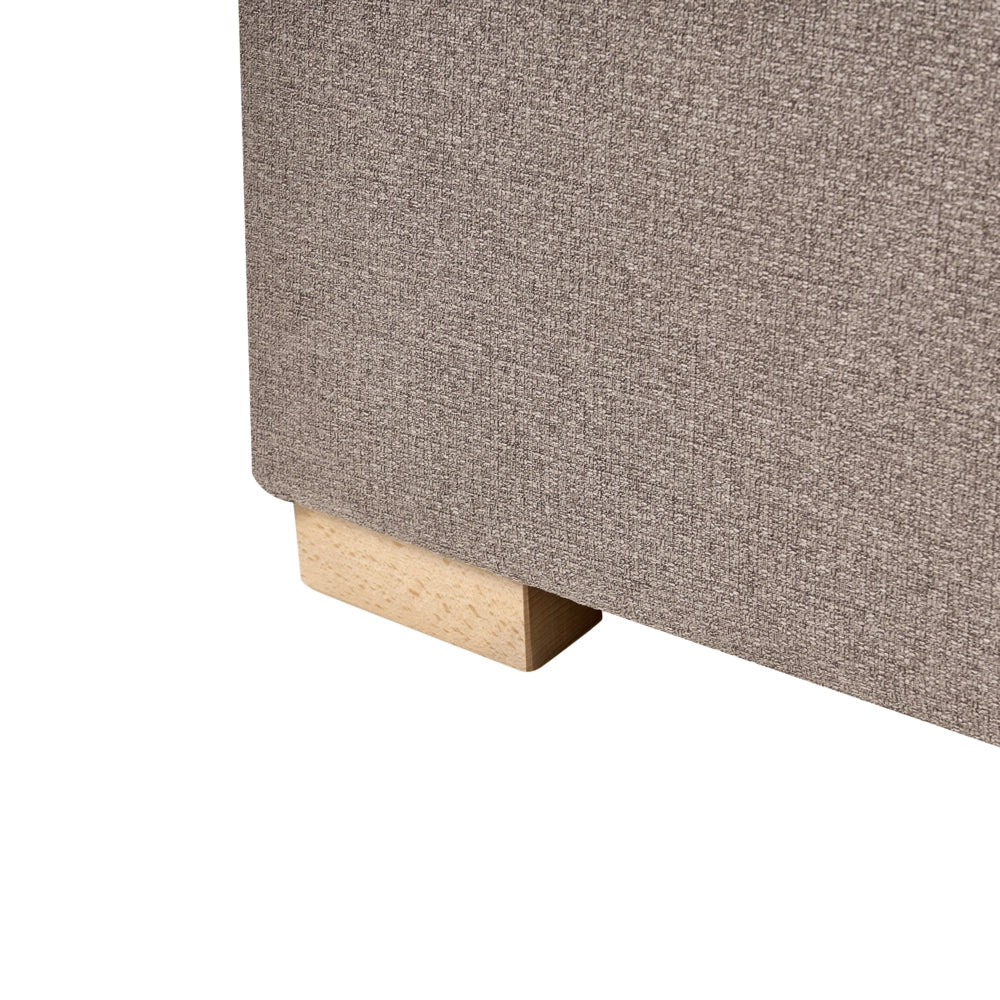 Letto contenitore in tessuto imbottito tortora 180x200 cm con apertura a sollevamento continentale