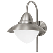 Applique Esterno Contemporanea Sidney Acciaio Argento Vetro Bianco E27