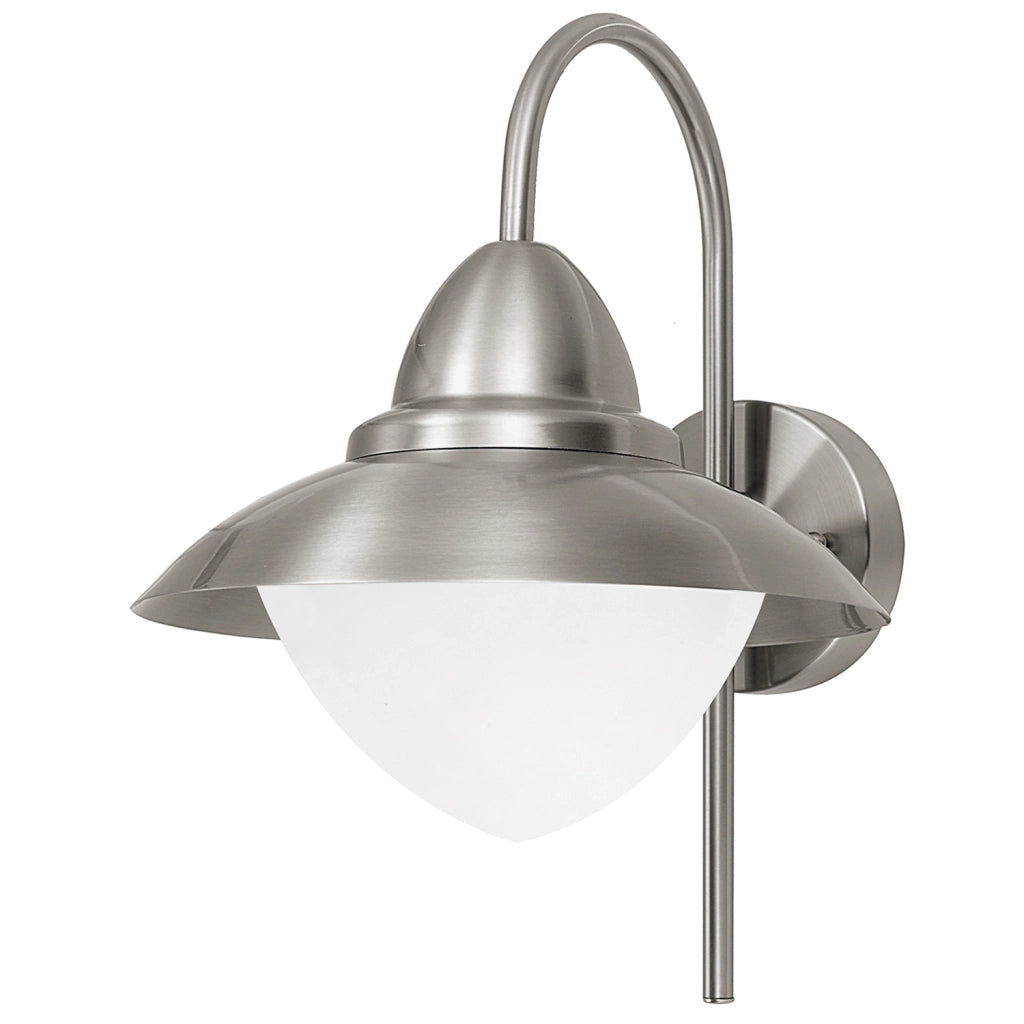 Applique Esterno Contemporanea Sidney Acciaio Argento Vetro Bianco E27
