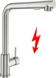 Armatura a bassa pressione, rubinetto cucina, bassa pressione, rubinetto cucina, miscelatore con doccia, rubinetto cucina con scarico estratto, cucina, due tipi di getto, tipi di getto, 360 gradi rotante rubinetto