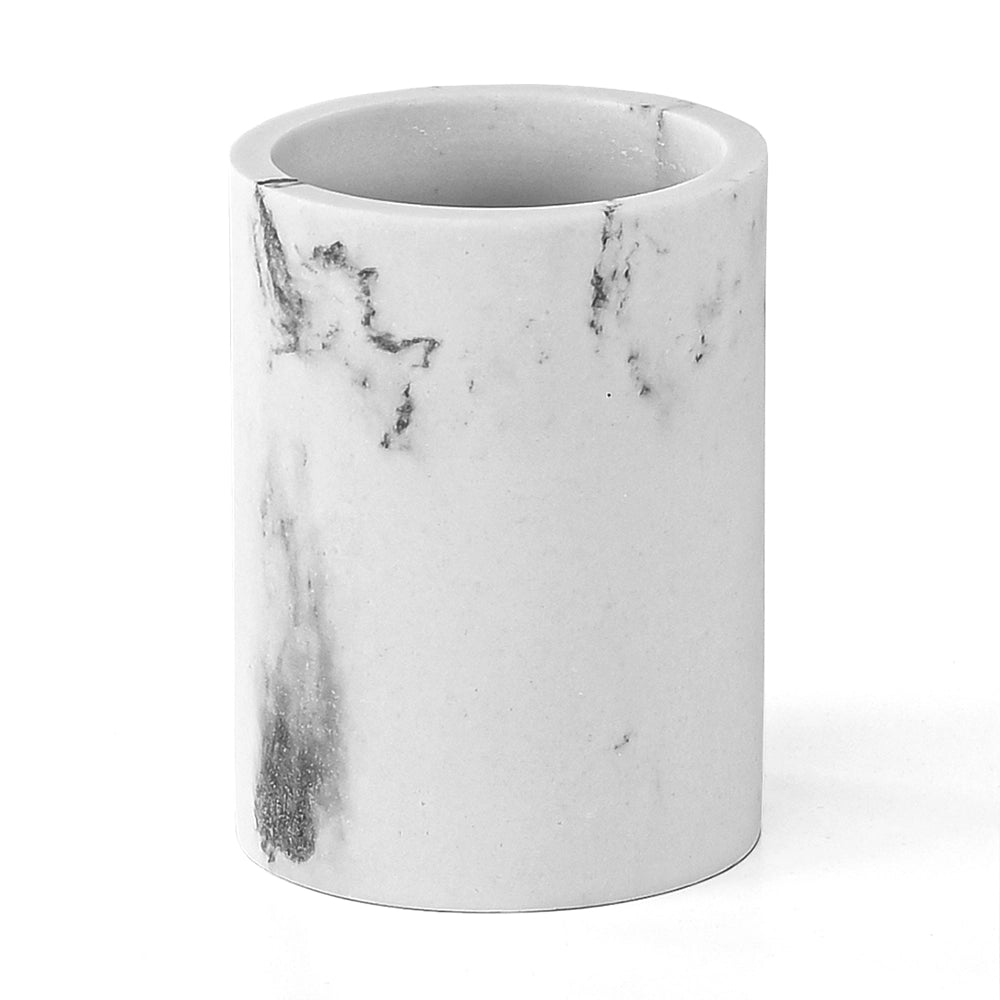 Set accessori bagno effetto marmo 2 pezzi con dispenser e portaspazzolino in resina Ivy