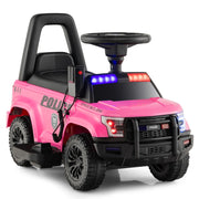 Auto della polizia giocattolo alimentata a batteria, Cavalcabile per bambini con megafono laterale clacson Rosa-Macchinine giocattoli