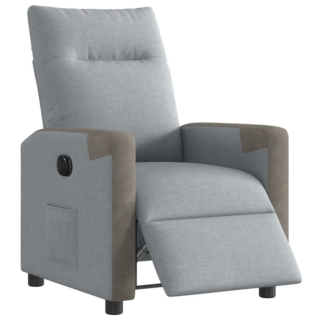 Poltrona Elettrica Reclinabile-Divano Sedia Grigio Chiaro in Tessuto 707533