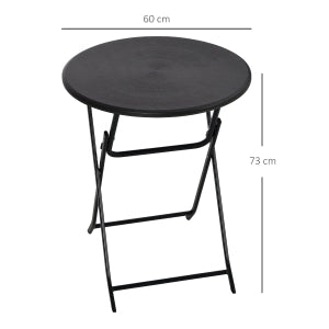 TAVOLO da esterno rotondo Ø60 cm pieghevole effetto legno grigio scuro