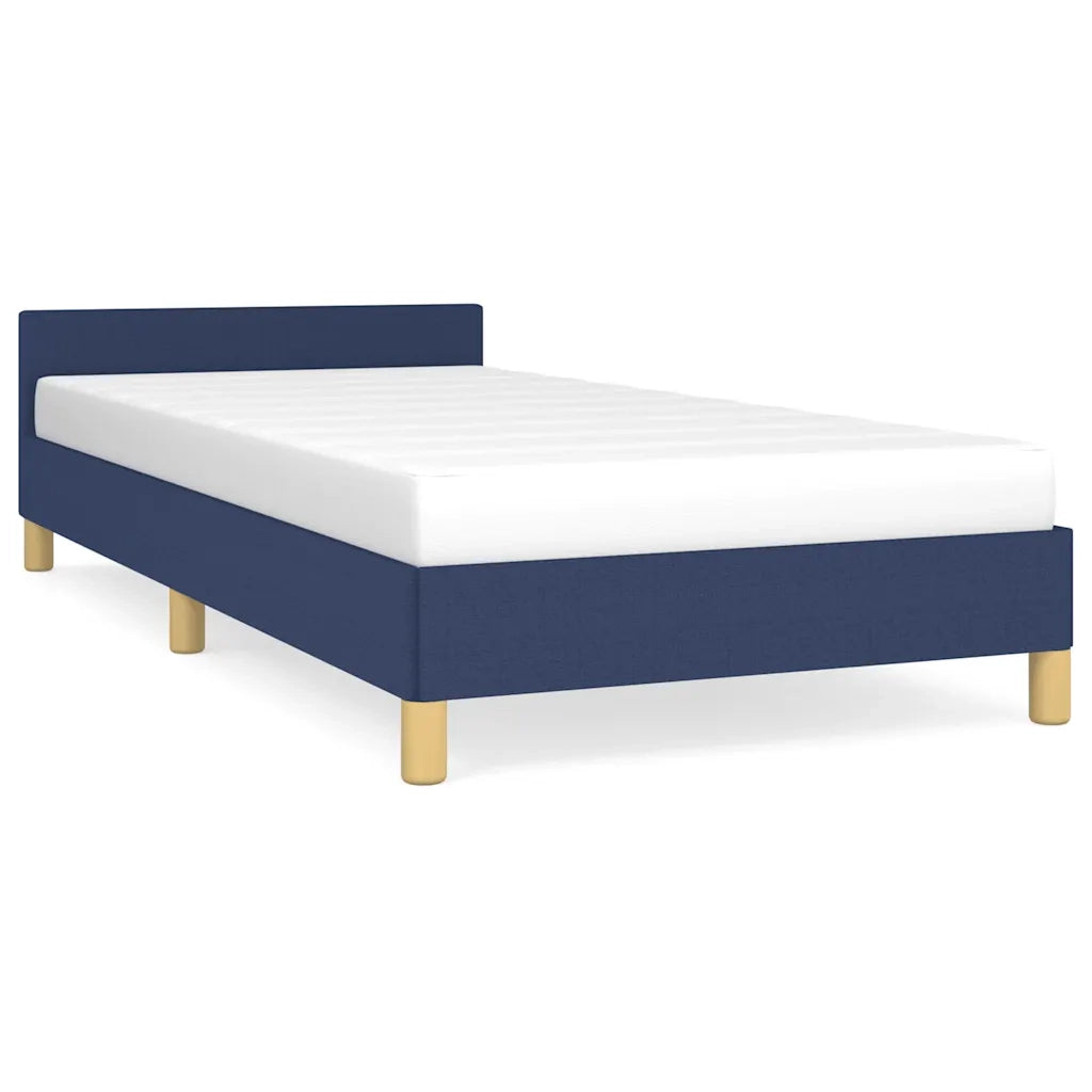 Giroletto con Testiera senza Materasso-Struttura Letto Blu 100x200 cm Tessuto