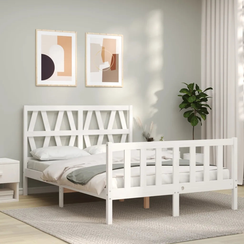 Giroletto senza Materasso-Struttura Letto Bianco 120x200 cm Legno Massello Pino 497301