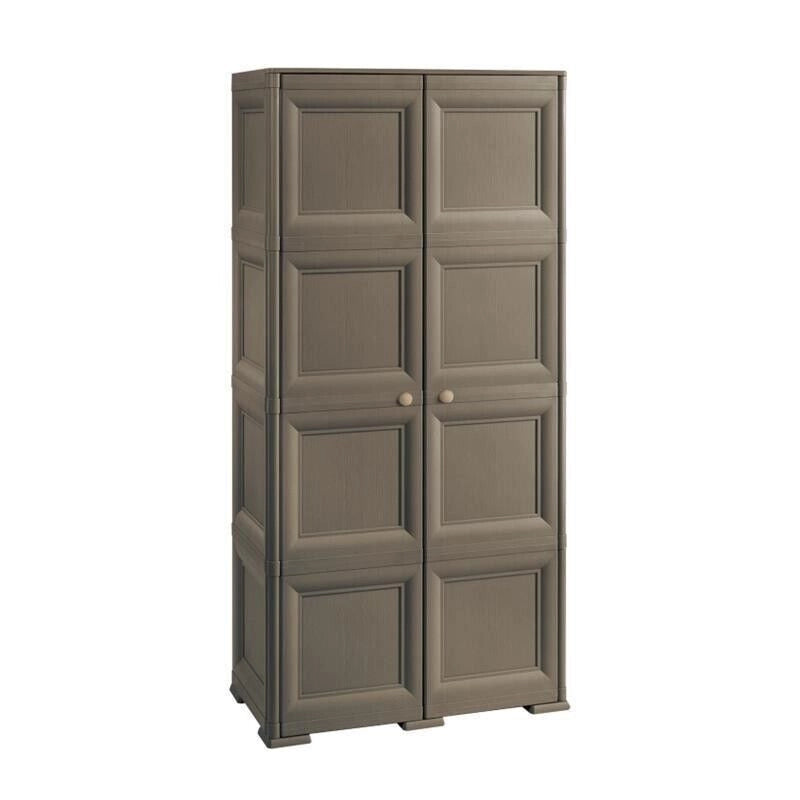 ARMADIO WENGÉ 2 ANTE 79X43X164 CM CON 8 SCOMPARTI – MOBILE ALTO CONTENITORE SALVASPAZIO PER ORGANIZZAZIONE CASA