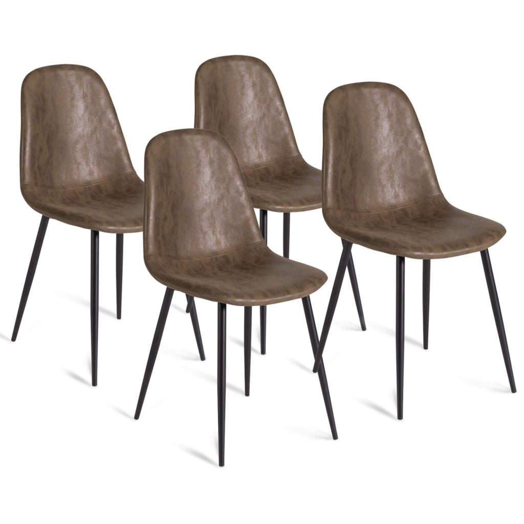 IDMarket - Set di 4 sedie da pranzo vintage marroni DALI