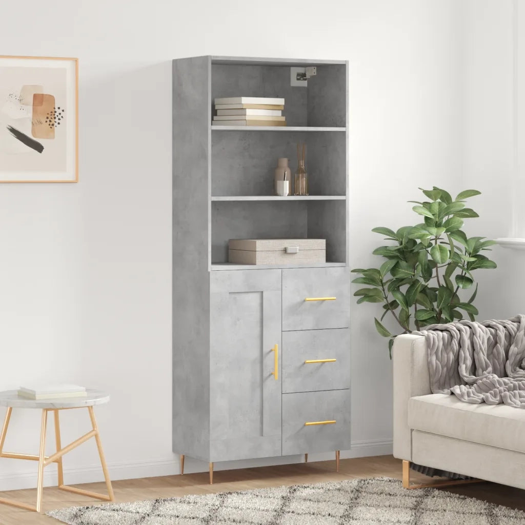 Credenza Grigio Cemento 69,5x34x180 cm in Legno Multistrato 3190009