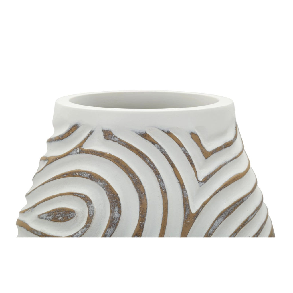 Vaso Decorativo VKH1025, Bianco, Poliresina, 19,5x19,5x35 cm