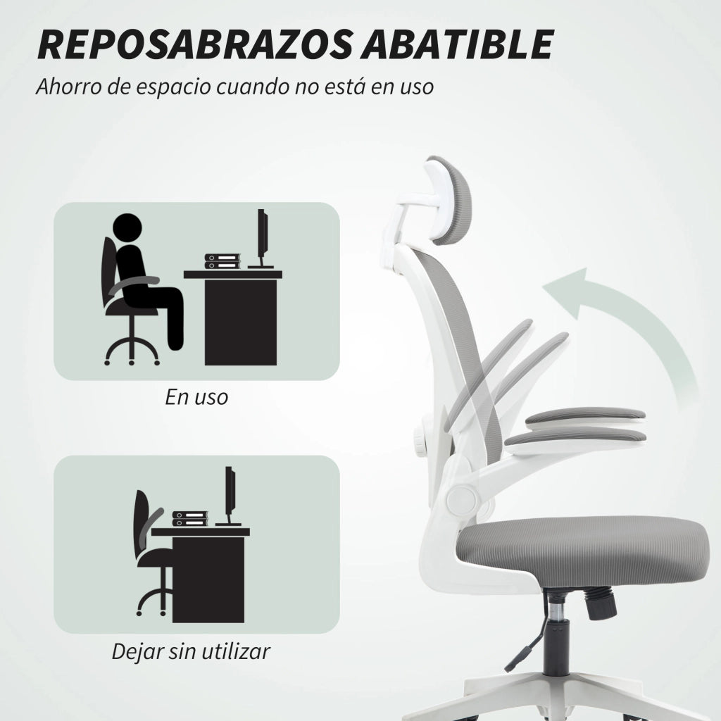 Sedia da ufficio in rete traspirante ¨C zephmum ¨C grigio, regolabile in altezza