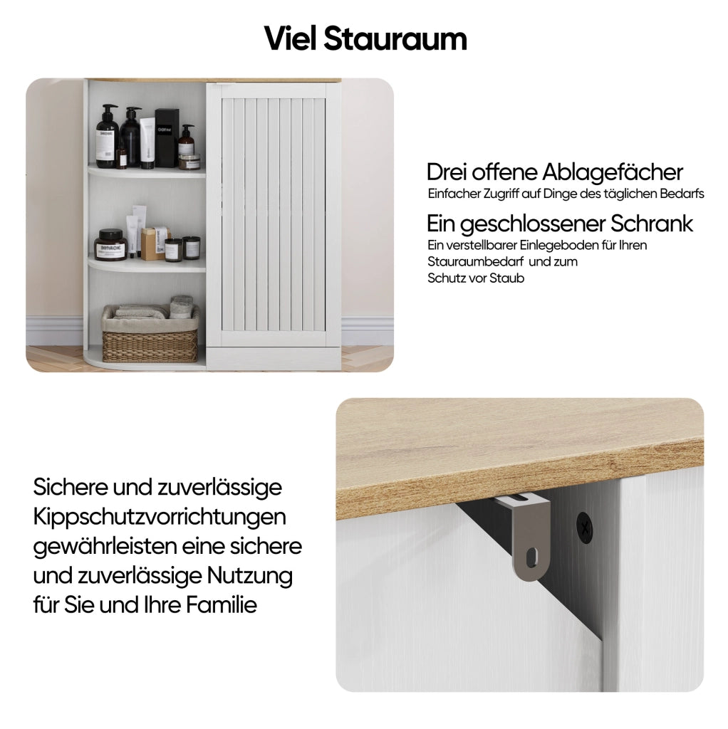 Mobile contenitore in MDF bianco e rovere 68 x 25 x 76 cm
