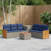 Set di divani 8 pz Grigio e Blu Navy Rattan sintetico e Acciaio 3448643