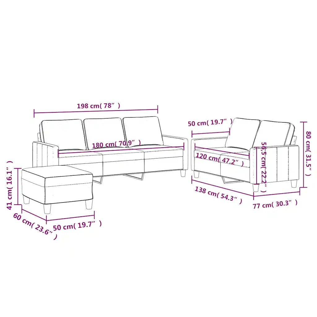 vidaXL Set di Divani 3 pz con Cuscini Marrone in Velluto