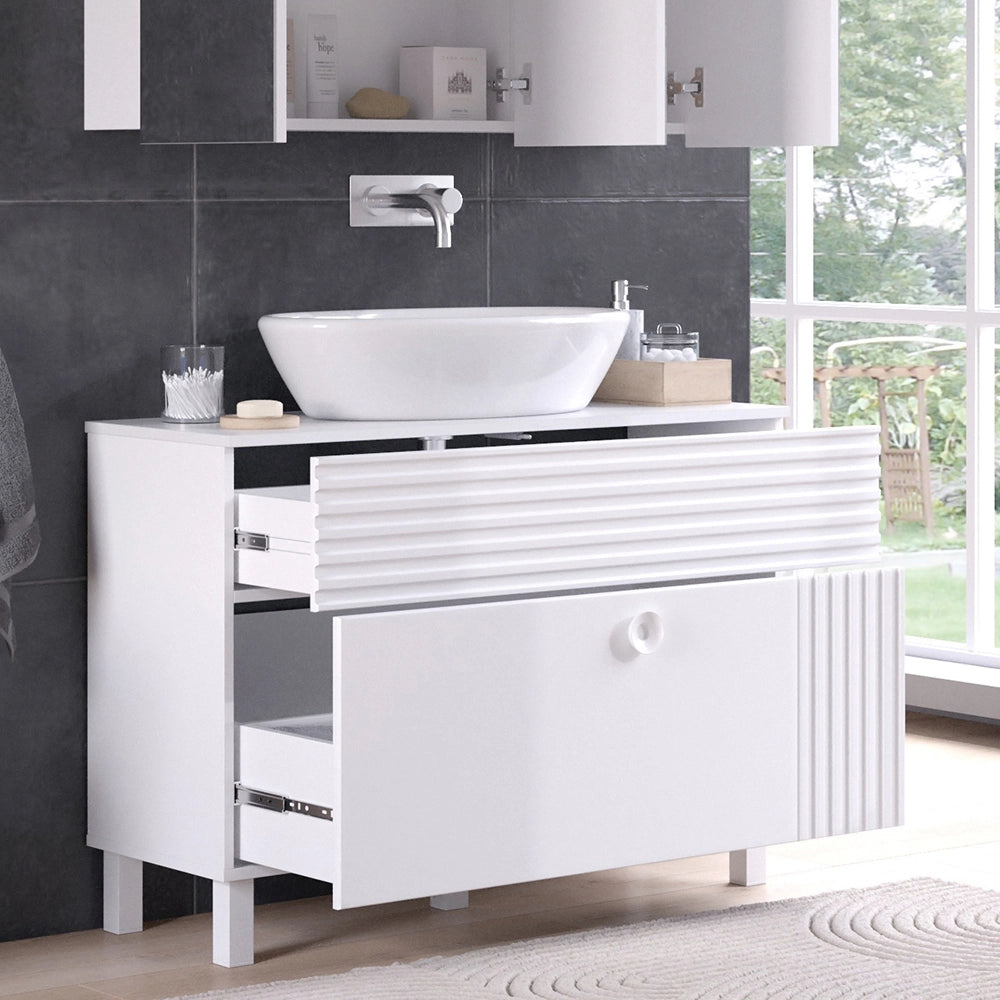 Vicco Mobile sottolavabo per bagno Bianco 100.2 x 72.4 cm con 2 cassetti