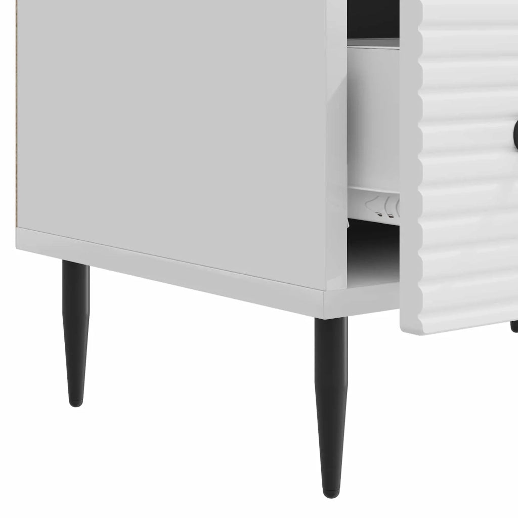 Mobile TV Bianco Lucido 147 x 34,5 x 30 cm Legno ingegnerizzato 894939