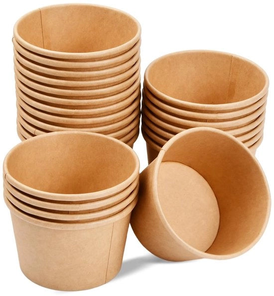 Bicchieri per zuppa compostabili 50 pezzi - Carta di cellulosa - Leggeri - 230 ml - Adatti a zuppa/salata - Bicchieri monouso