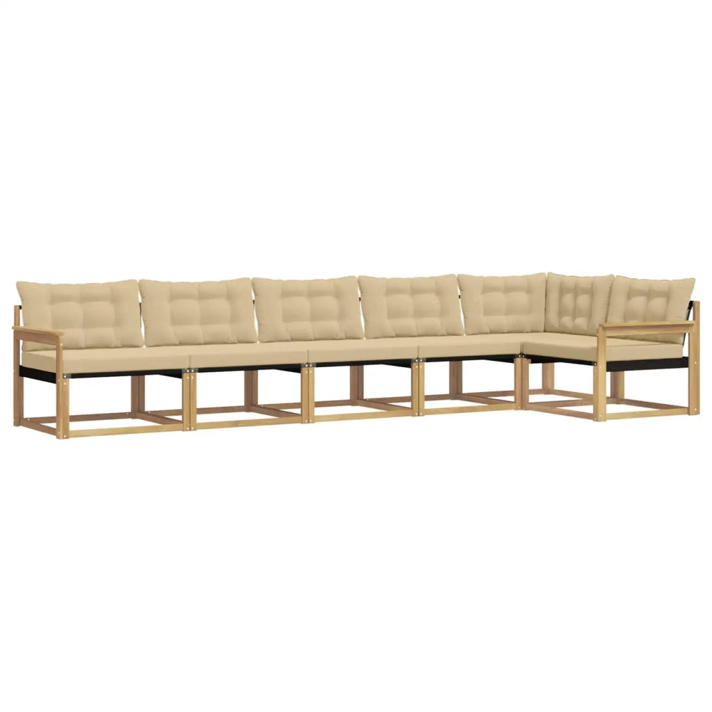 Set di divani da esterno con cuscino 6 pcs Bianco e Beige