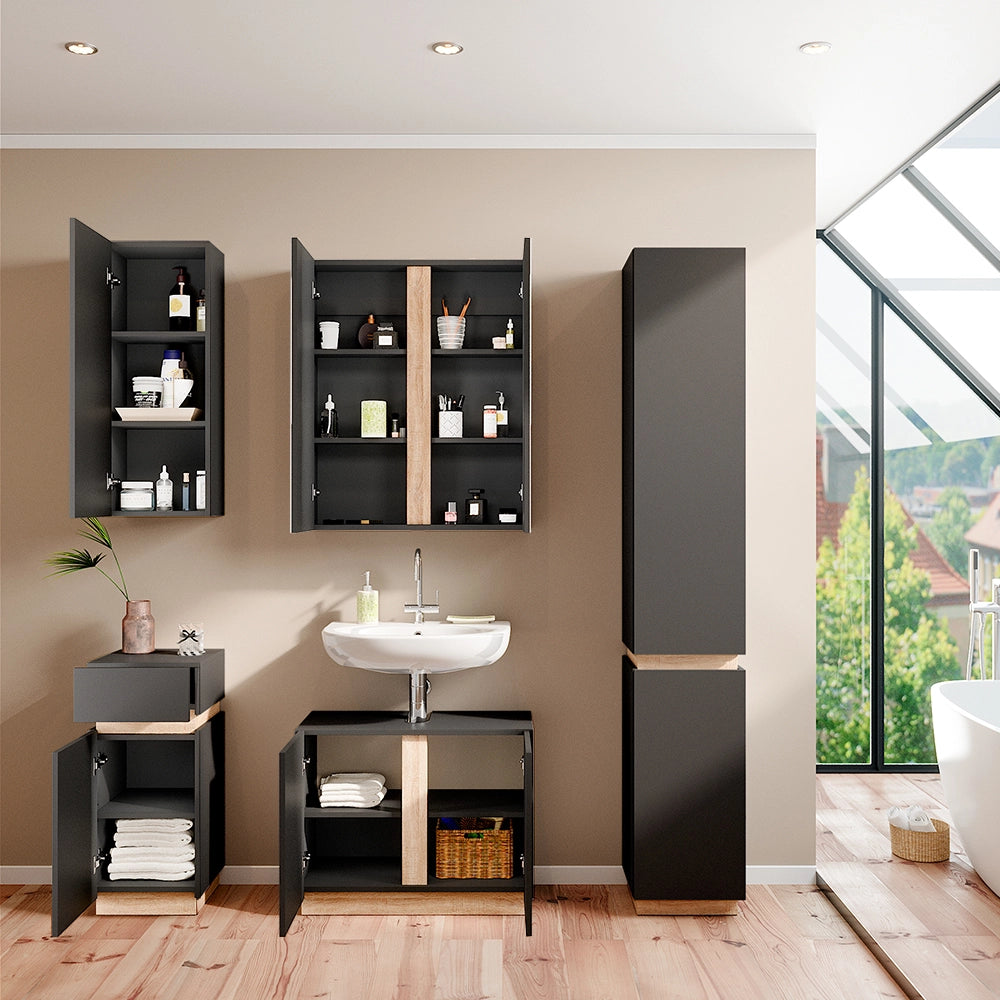 Vicco Set di mobili da bagno Antracite 4 parti
