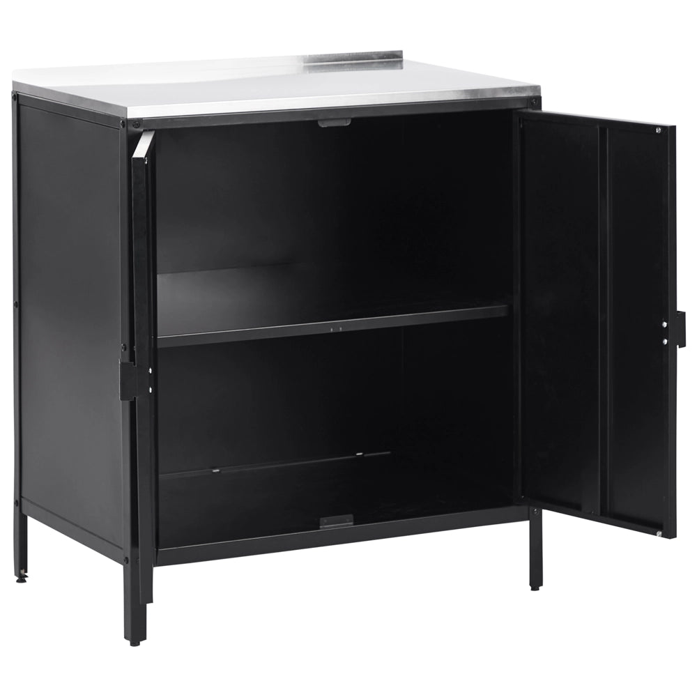 Set di cucina da esterno 2 elementi in acciaio inox nero 2 armadietto e lavello a leva cucina esterna