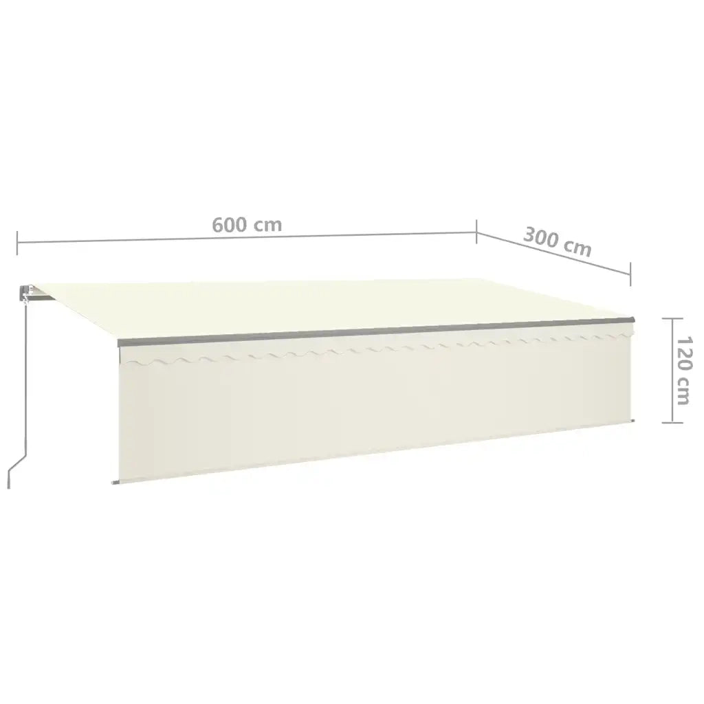 Tenda da Sole Retrattile Manuale con Parasole 6x3 m Crema cod mxl 43733