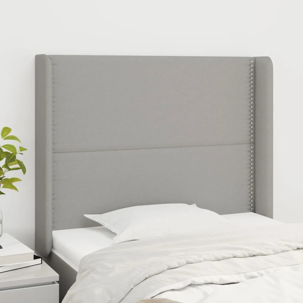 Testiera ad Orecchio Grigio Chiaro 93x16x118/128 cm in Tessuto