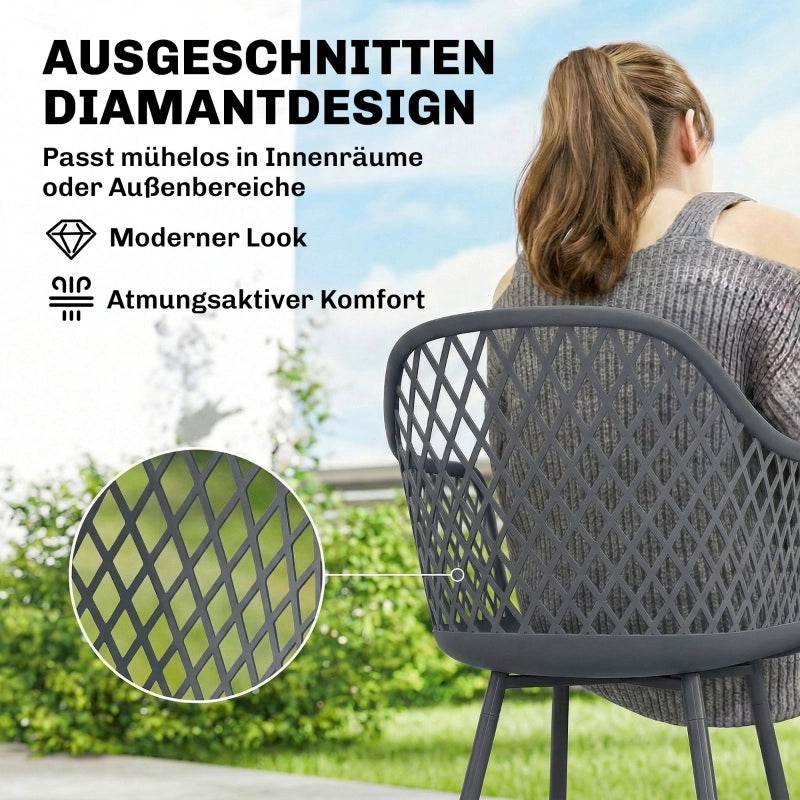 SEDIA da giardino Set da 4 pezzi 56 x 51 x 84 cm Grigio scuro Metallo