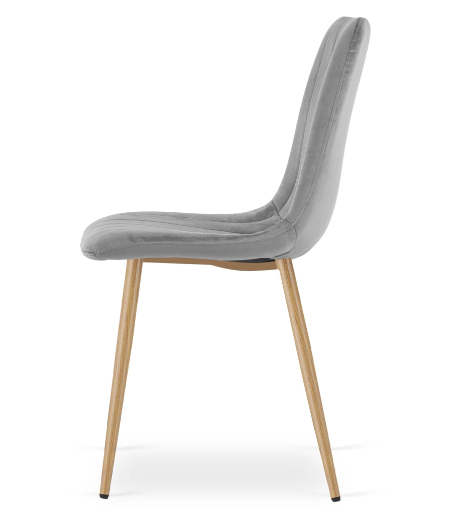 VALORA JEWA Sedia in velluto - Elegante grigio chiaro per soggiorno, cucina x4