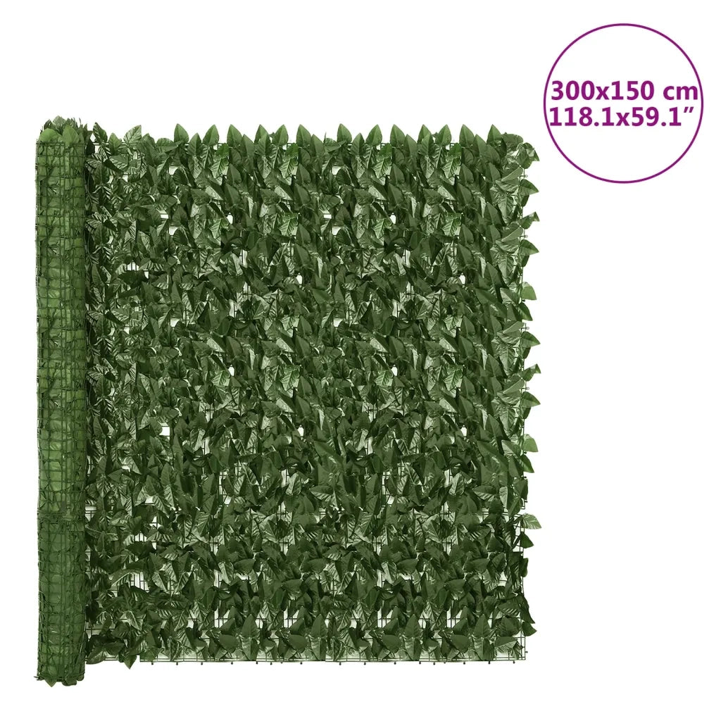 Schermo Privacy da Balcone con Foglie-Pannello per balcone Verde Scuro 300x150 cm
