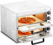 Fornello a Pizza - per Pizze da 35,5 cm/14 - Acciaio Inossidabile - Fornello a Pizza Elettrico - 3000W - con 3 Regolatori di Temperatura e Funzione di Impostazione del Tempo - per Casa Ristorante Panificio Bar