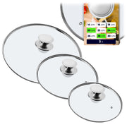 Set di coperchi in vetro KADAX resistenti al calore per pentole e padelle da 20/24/28 cm.