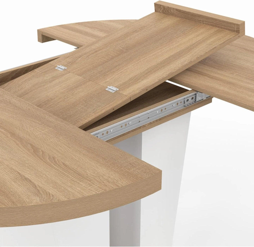 Tavolo da pranzo allungabile rotondo ELIAD 4-8 Persone legno e bianco 110-150 cm