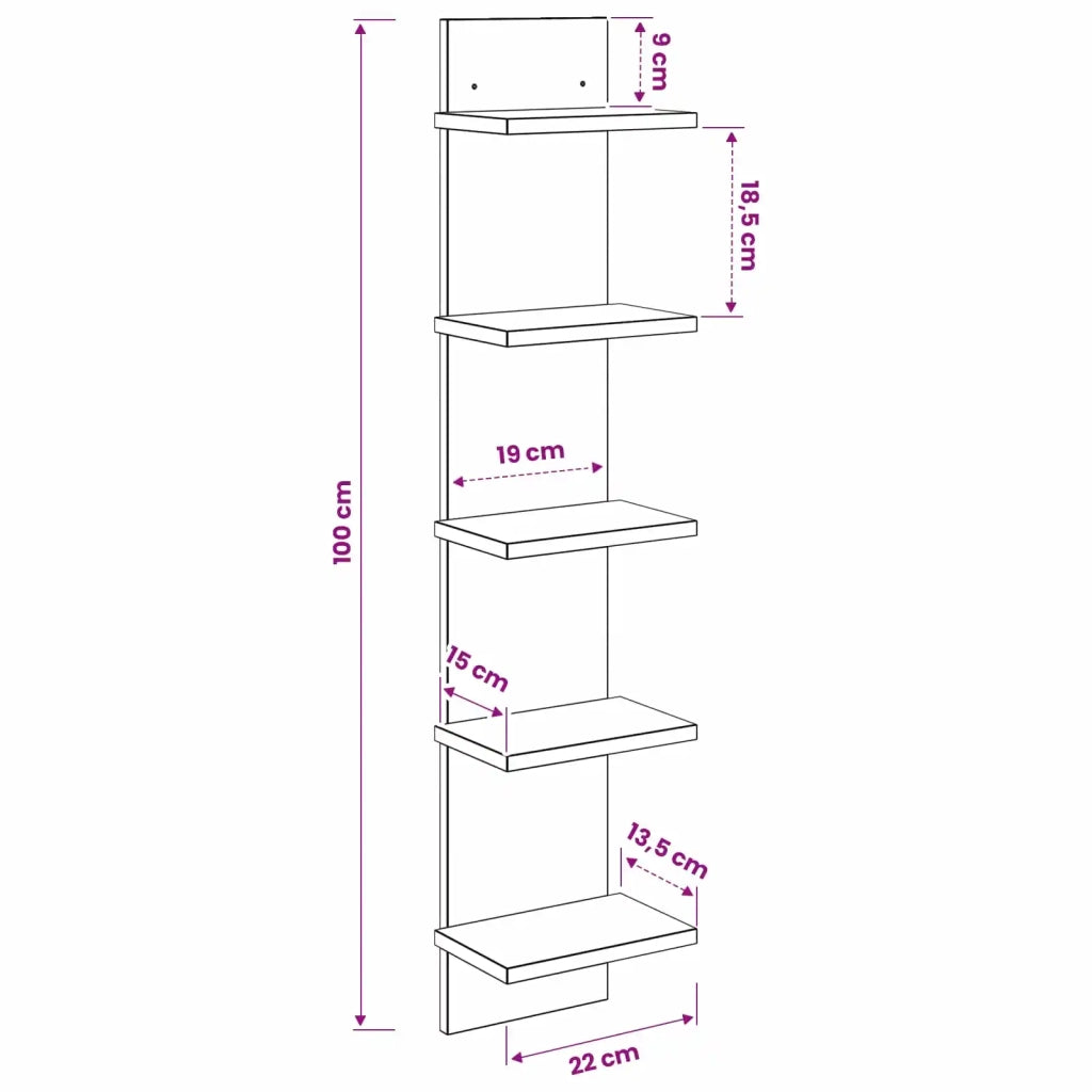 Scaffale da parete Bianco 22 x 15 x 100 cm Legno ingegnerizzato 8012420