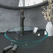 Lavandino con Rubinetto e Piletta-Lavabo-Lavello Vetro Temperato Trasparente 569735