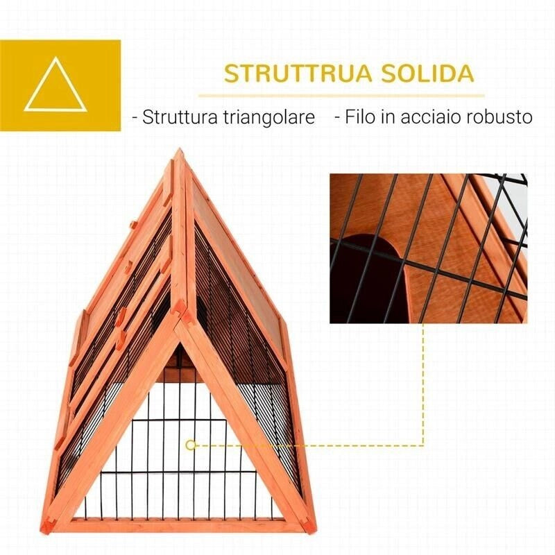 GABBIA PER CONIGLI IN LEGNO DI ABETE, 118X50X45 CM