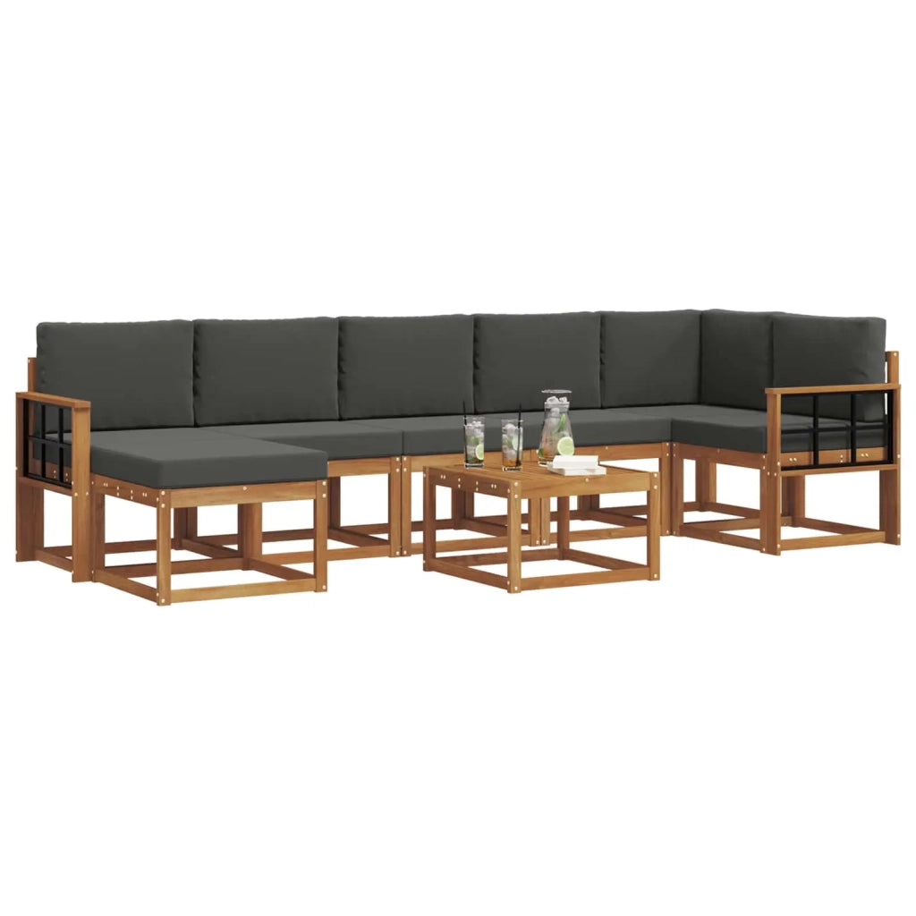 Set di divani da esterno con cuscino 8 pcs Naturale e Antracite