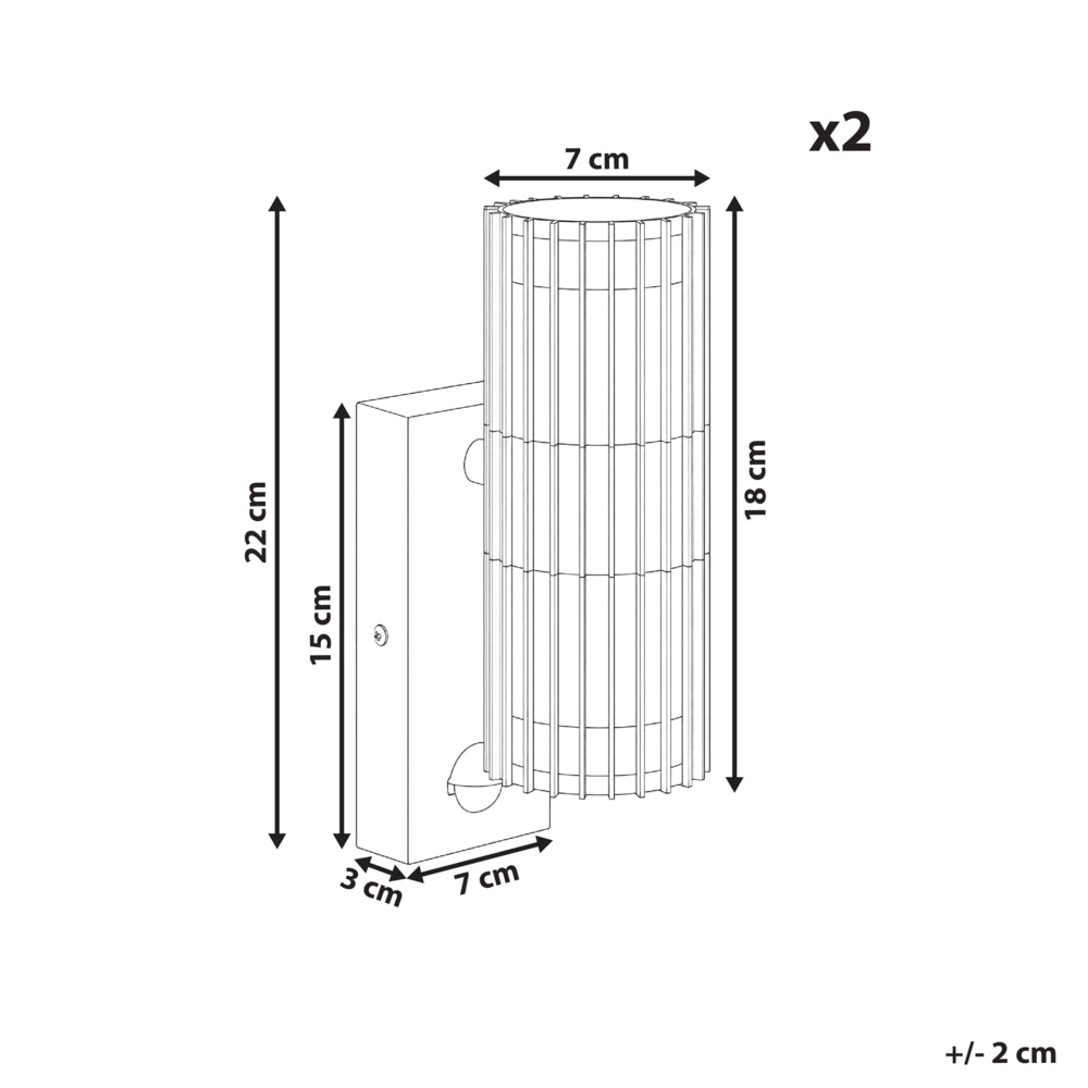 Set di 2 applique da esterno moderne per giardino con sensore di movimento, in alluminio nero design moderno