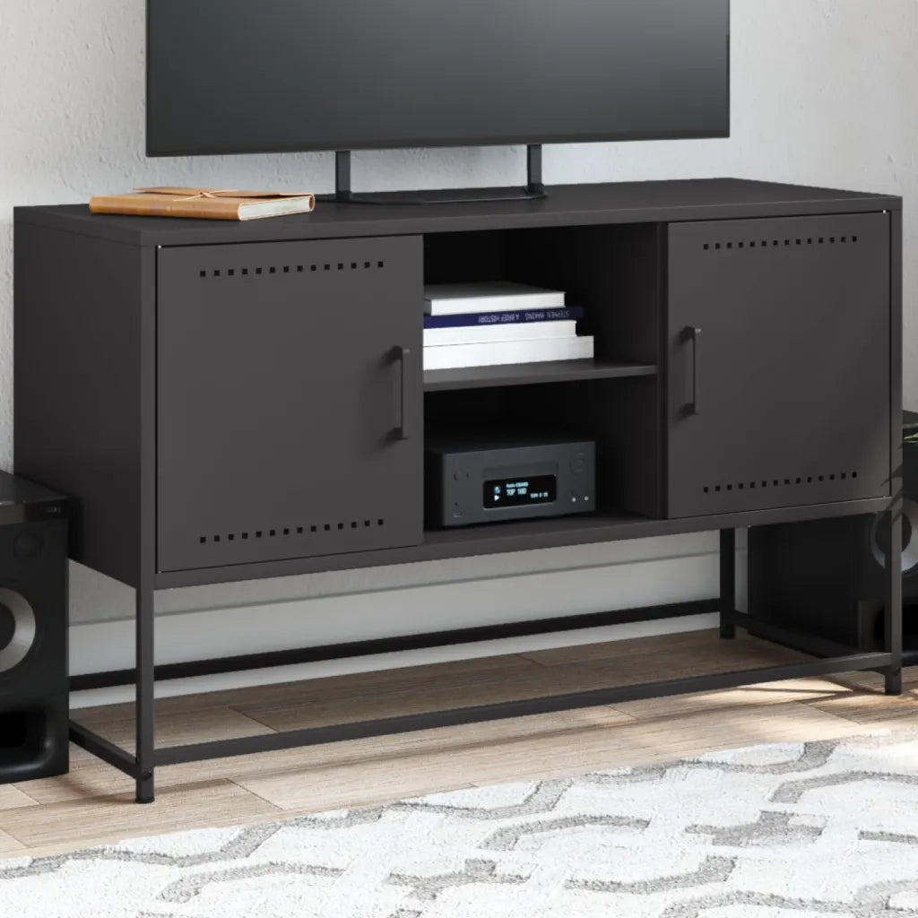Mobile TV-Credenza per TV-Console TV Nero 100,5x39x60,5 cm in Acciaio 203880