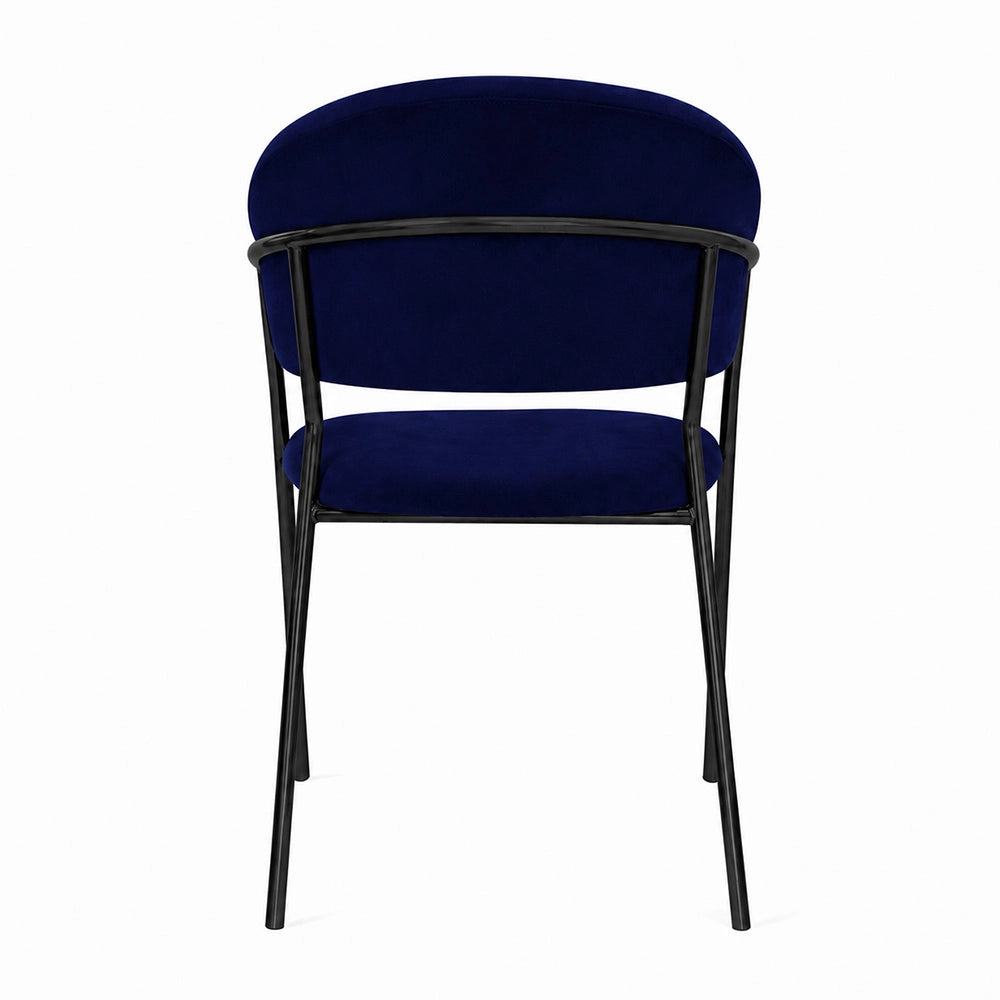 Sedie da sala da pranzo set da 2 Aurelia in velluto blu notte con gambe nere