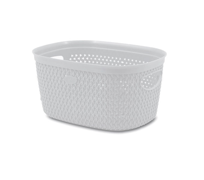 Cestino Biancheria Portabiancheria intreccio Bianco 17,5 x 23,5 x 12 cm