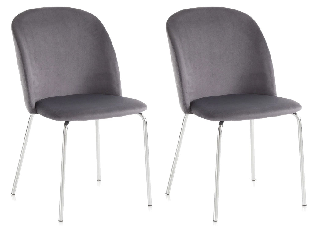 Set 2 Sedie 45x47x85 cm in Velluto Grigio