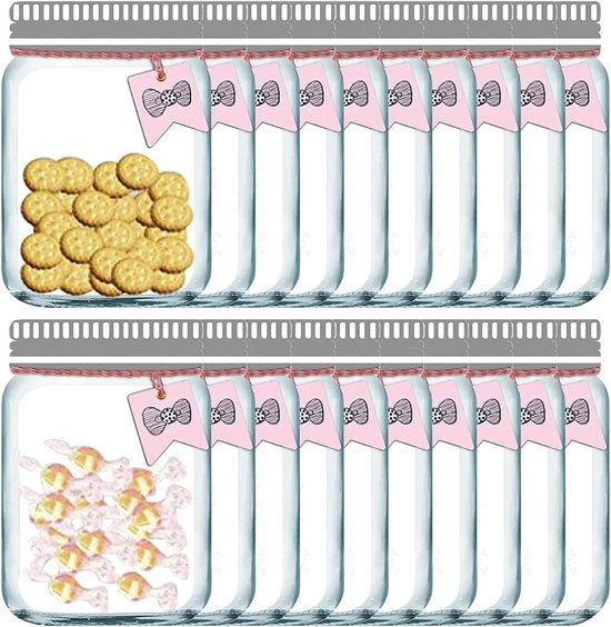 Tazze per snack riciclabili - contenitori per conservazione alimentare in barattolo di vetro - contenitori ziplock per panini - organizzatore per cucina, campeggio e picnic - per bambini 18 Large rosa