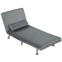 Poltrona pieghevole con funzione letto, poltrona relax in similvelluto, schienale regolabile, 75 x 70 x 75 cm, Grigio