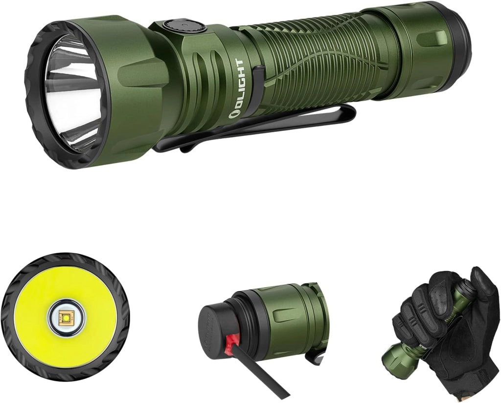 Javelot Professionale Torcia LED Ricaricabile 1350 lm Flashlight Piccola portabile Lunga Portata 730m, Luce Elettrico Alta potenza per Campeggio Caccia, Illuminazione Notturna (Verde)