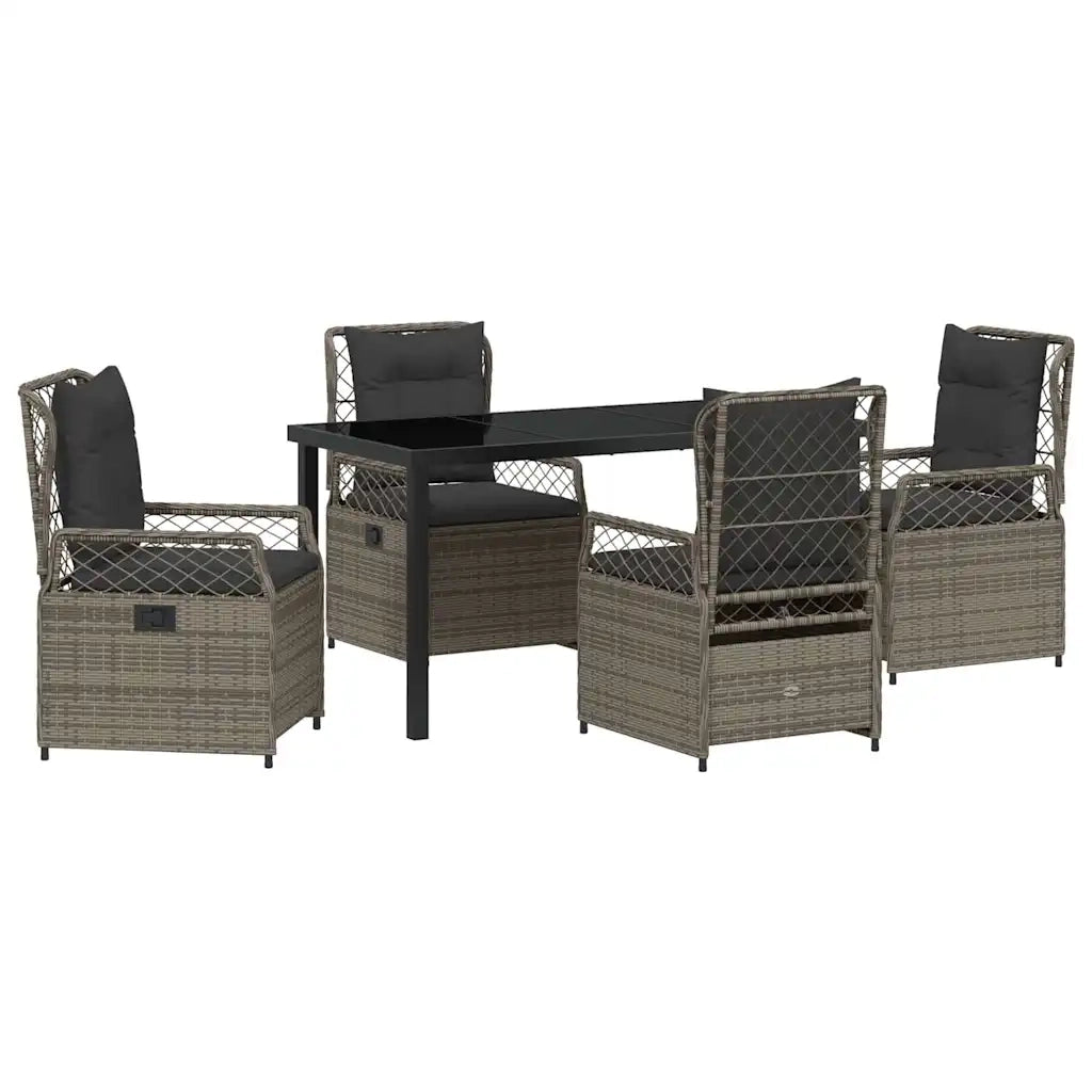 Set da Pranzo per Giardino 5 pcs Grigio polyrattan 3380997