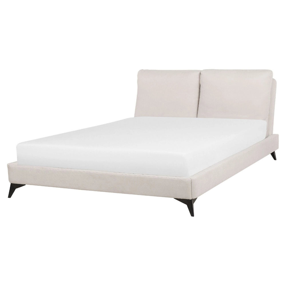 Letto imbottito moderno in ciniglia beige 160 x 200 cm con rete a doghe