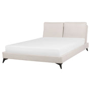 Letto imbottito moderno in ciniglia beige 160 x 200 cm con rete a doghe