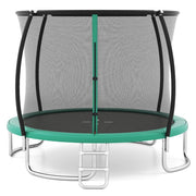 Trampolino da esterno 305 cm design sicuro con pali curvi e scaletta antiscivolo in acciaio zincato verde 20_0014512