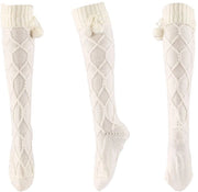 Calze da Donna in Lana a Maglia con Cuffie, Bianchi, Taglie 35-38, 39-42